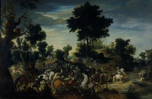Riders Advancing into a Brook